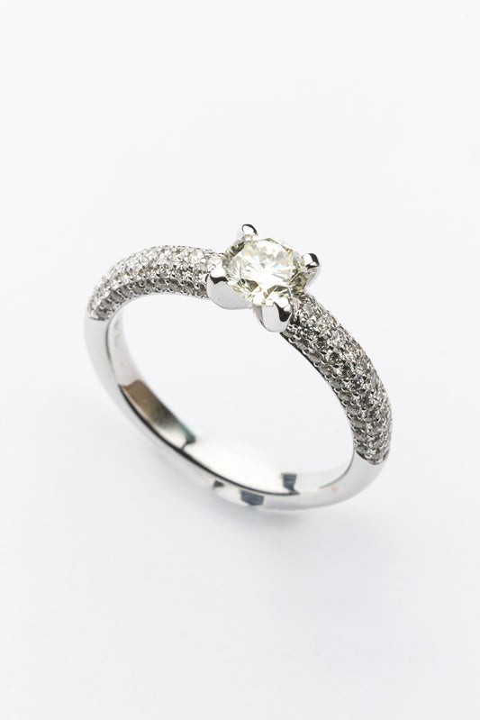 White gold ring with diamonds